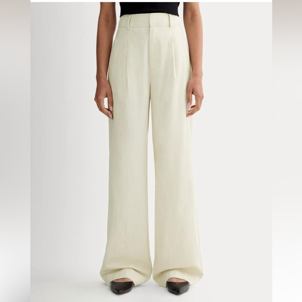 Everlane The Draper Pleated Pant in Buttersmooth Heathered Oat Cream Size 16S